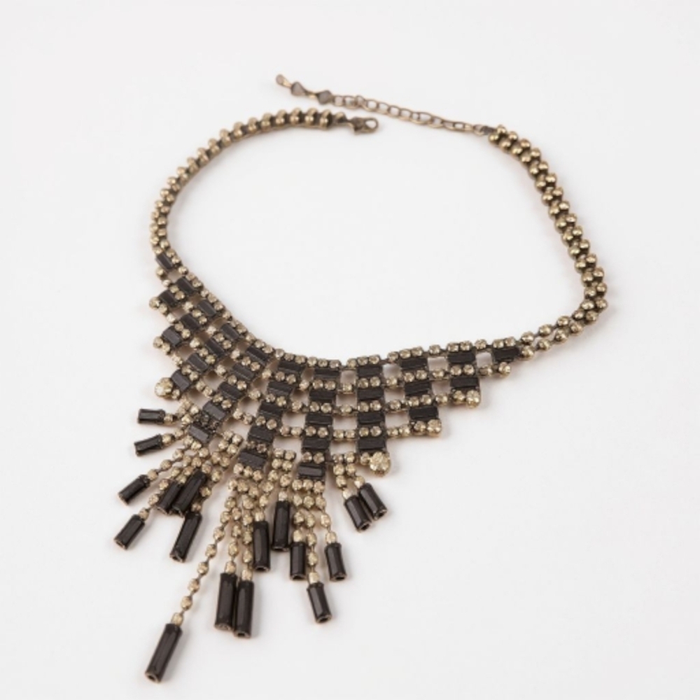 Stunning Black & Gun Metal Maximalist Statement Necklace Some Missing Stones - Picture 2 of 8